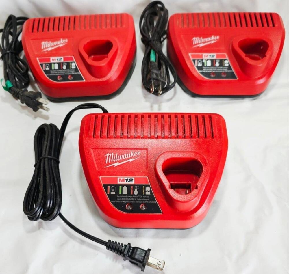 Lot of 3 Milwaukee M12 Genuine 48-59-2401 12V Lithium-Ion Chargers Only